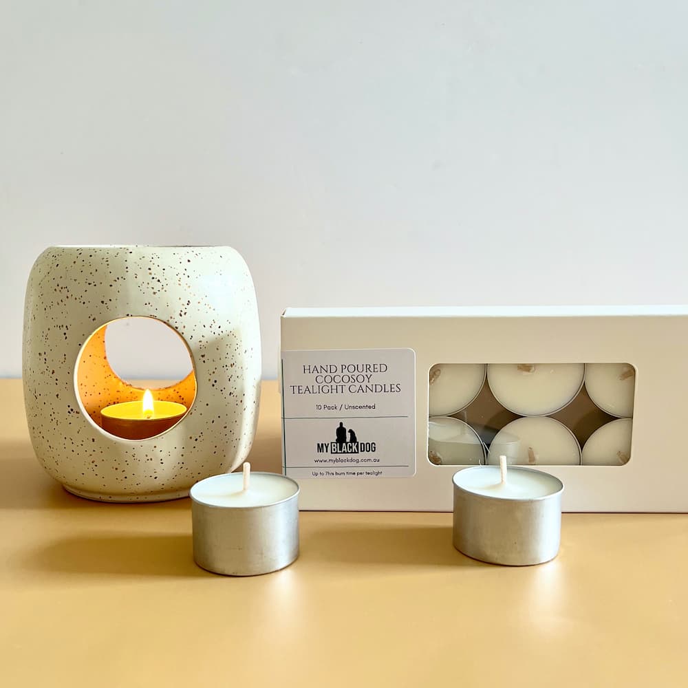 My Black Dog Tealight Candles 10 Pack with oil burner