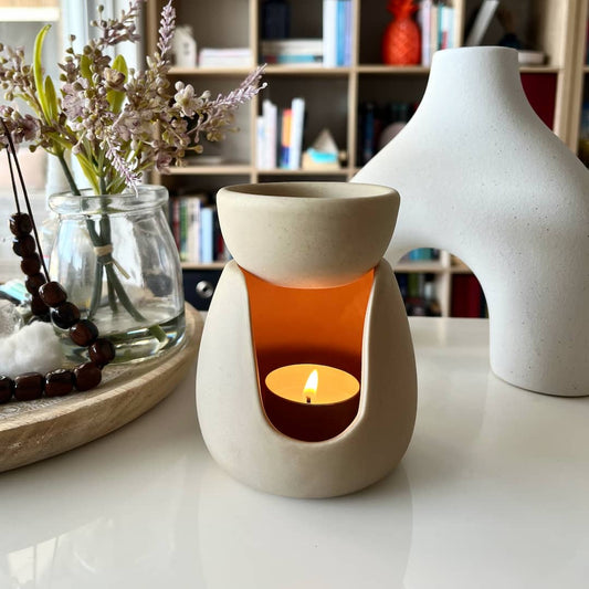 My Black Dog Ceramic Tealight Burner sitting on a desk.