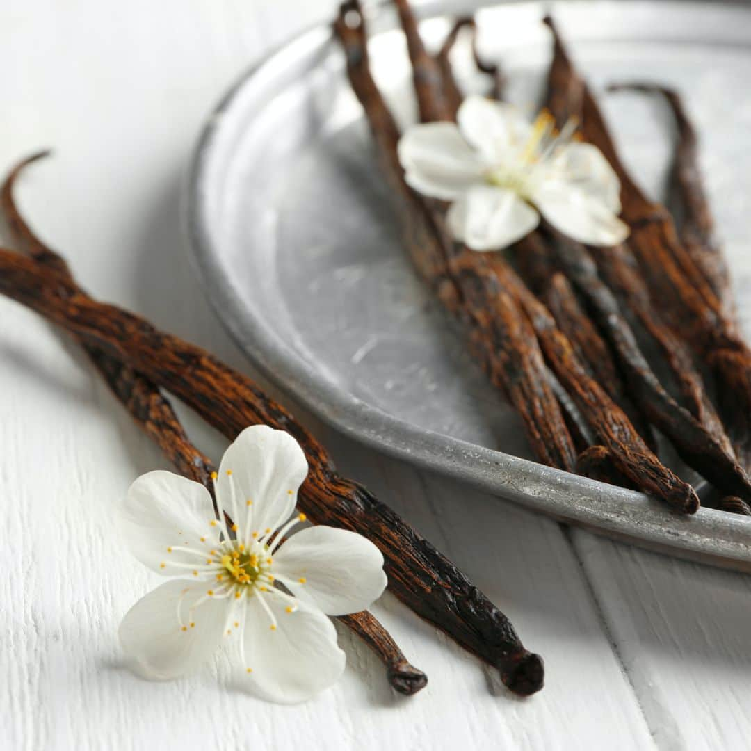 Vanilla beans on a plate